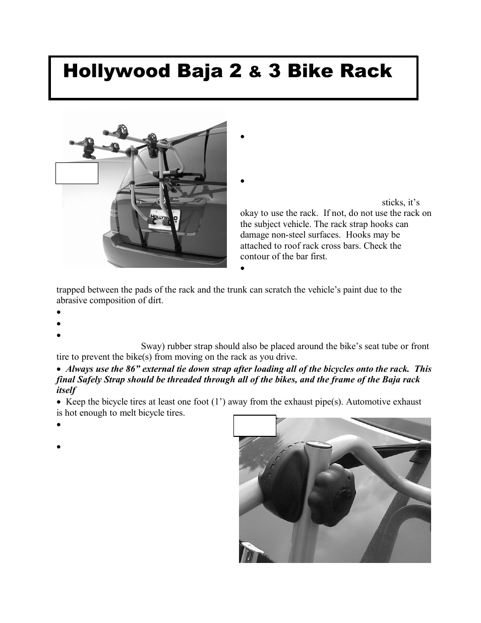 Hollywood Racks Baja 2004 to 2006 User Manual | 4 pages