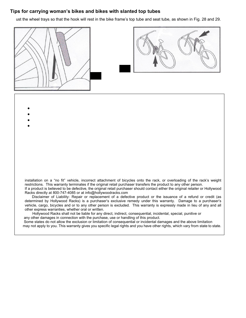 Double check before driving off, Drive slowly on bumpy or dirt roads | Hollywood Racks HR1000 SportRider 2 bike version 2 User Manual | Page 6 / 6