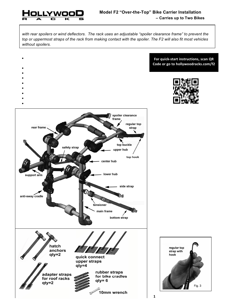 Hollywood Racks F2 Spoiler User Manual | 8 pages