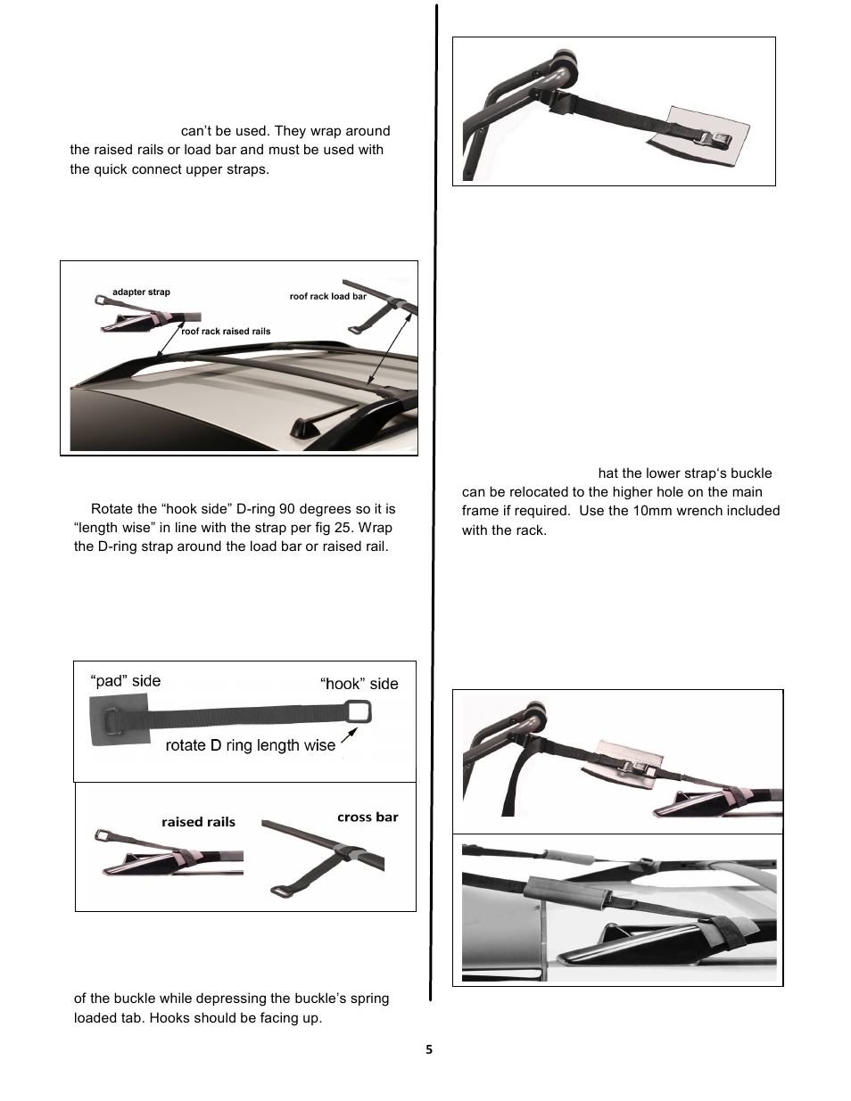 Installation using roof rack adapter straps | Hollywood Racks F2 Spoiler User Manual | Page 5 / 8