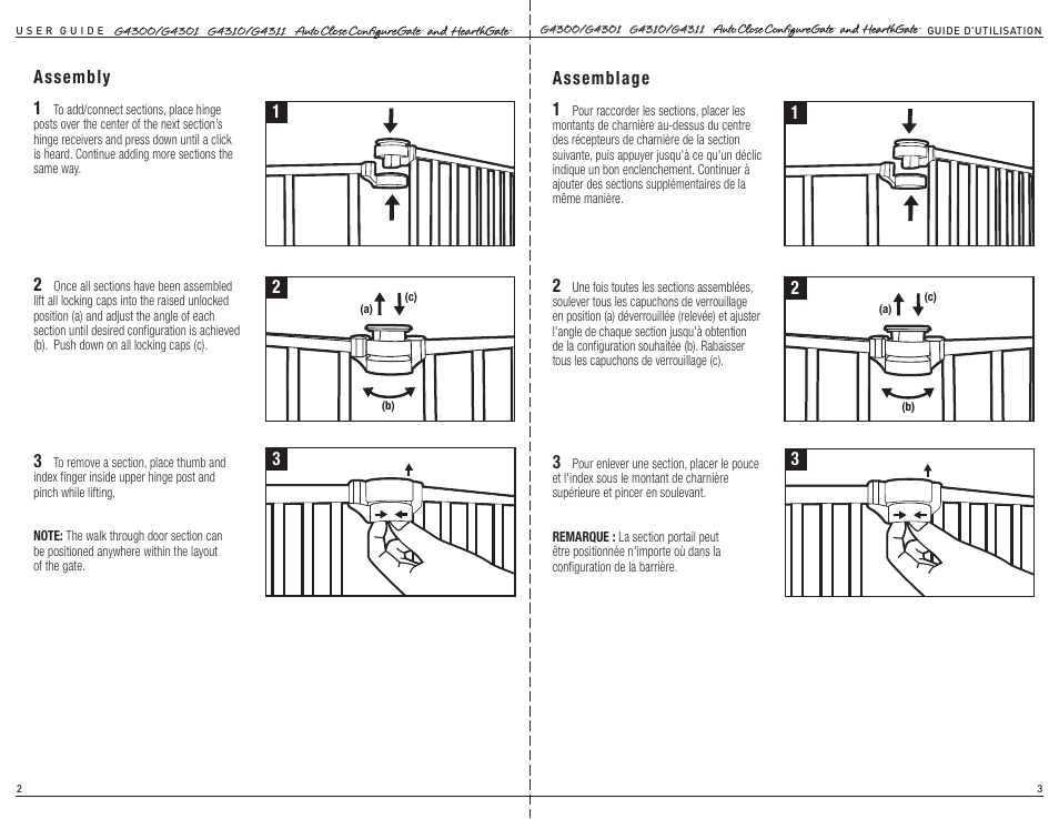 Assembly 1 2 3 1, Assemblage | Kidco G4311 User Manual | Page 2 / 2