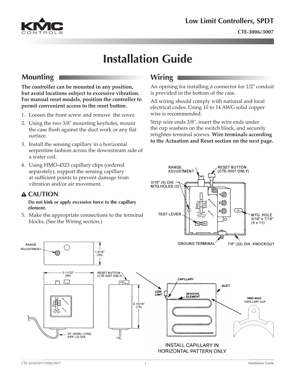 KMC Controls CTE-3007 User Manual | 2 pages