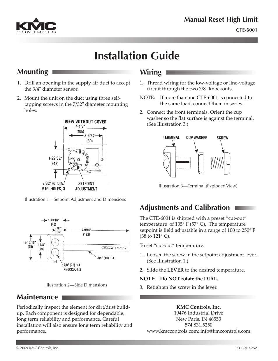 KMC Controls CTE-6001 User Manual | 1 page