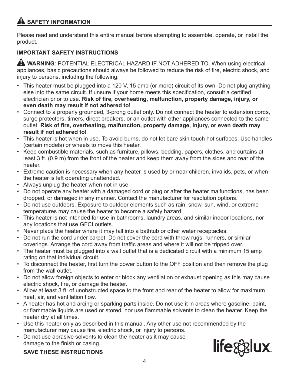 Lifelux Lifesmart LS-8WIQH-DB User Manual | Page 4 / 15