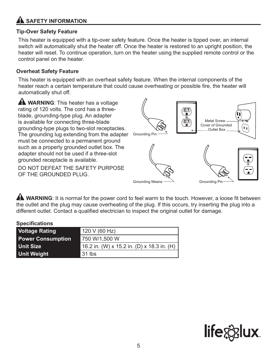 Lifelux Lifesmart LS-8WIQH-DB User Manual | Page 5 / 15