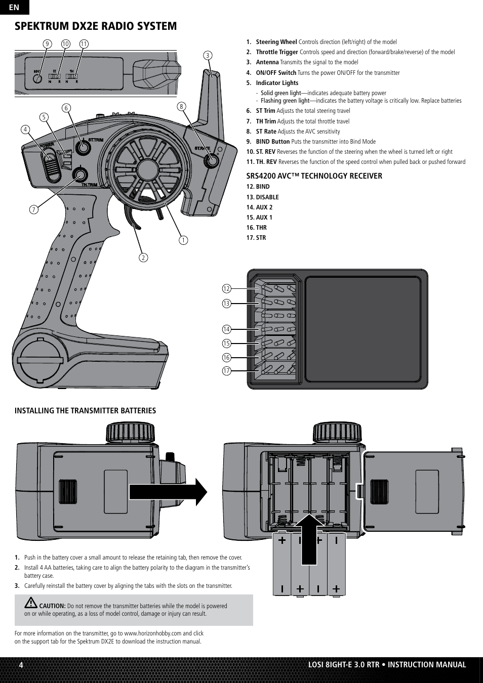 Spektrum dx2e radio system | Losi LOS04003 User Manual | Page 4 / 10