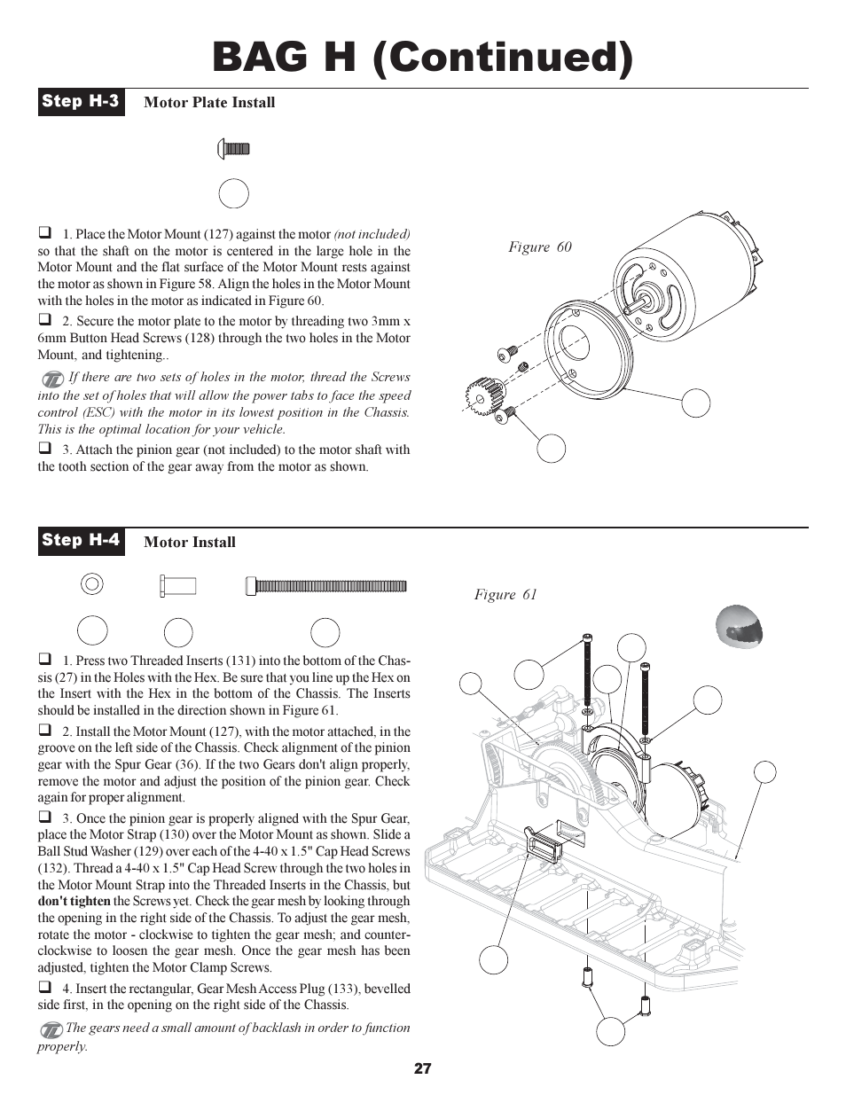 Bag h (continued) | Losi XXX-S Sport User Manual | Page 30 / 40