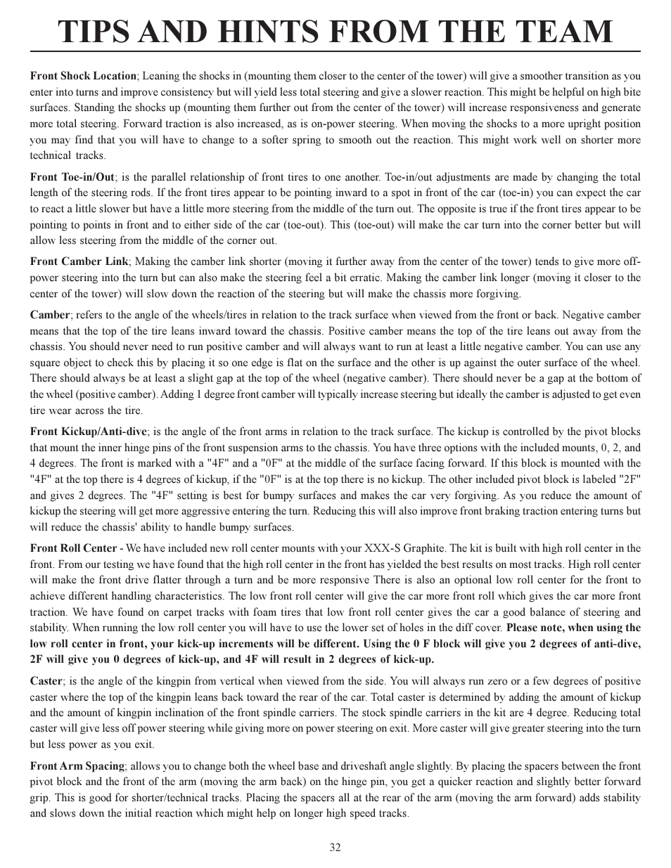 Tips and hints from the team | Losi XXX-S Sport User Manual | Page 35 / 40