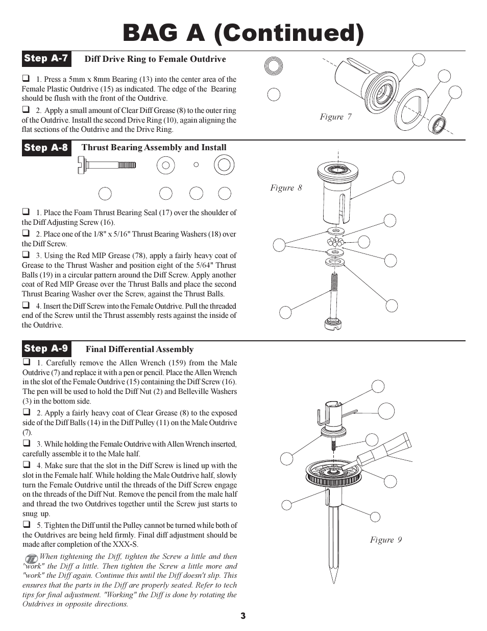 Bag a (continued) | Losi XXX-S Sport User Manual | Page 6 / 40