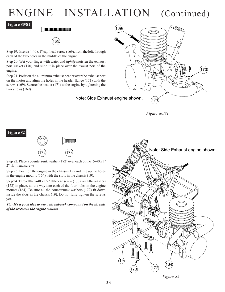 Engine installation, Continued) | Losi LOSA0887 Manual User Manual | Page 39 / 64