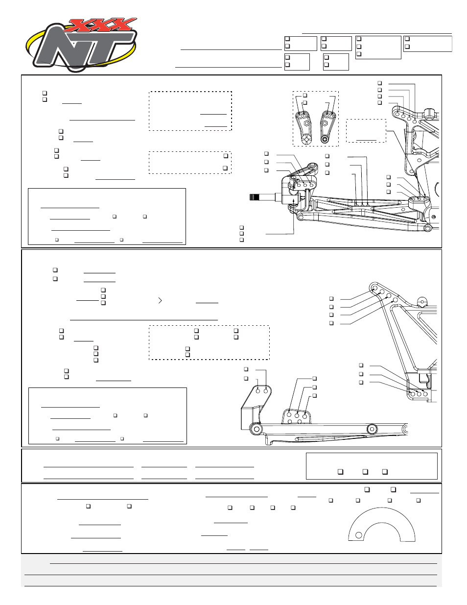 Setup sheet, Driver: date, Rear suspension | Tires, Front suspension, Engine, Clutch | Losi LOSA0887 Manual User Manual | Page 64 / 64