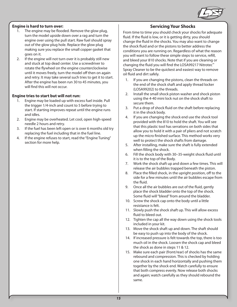 Losi LOSB0021 User Manual | Page 15 / 20