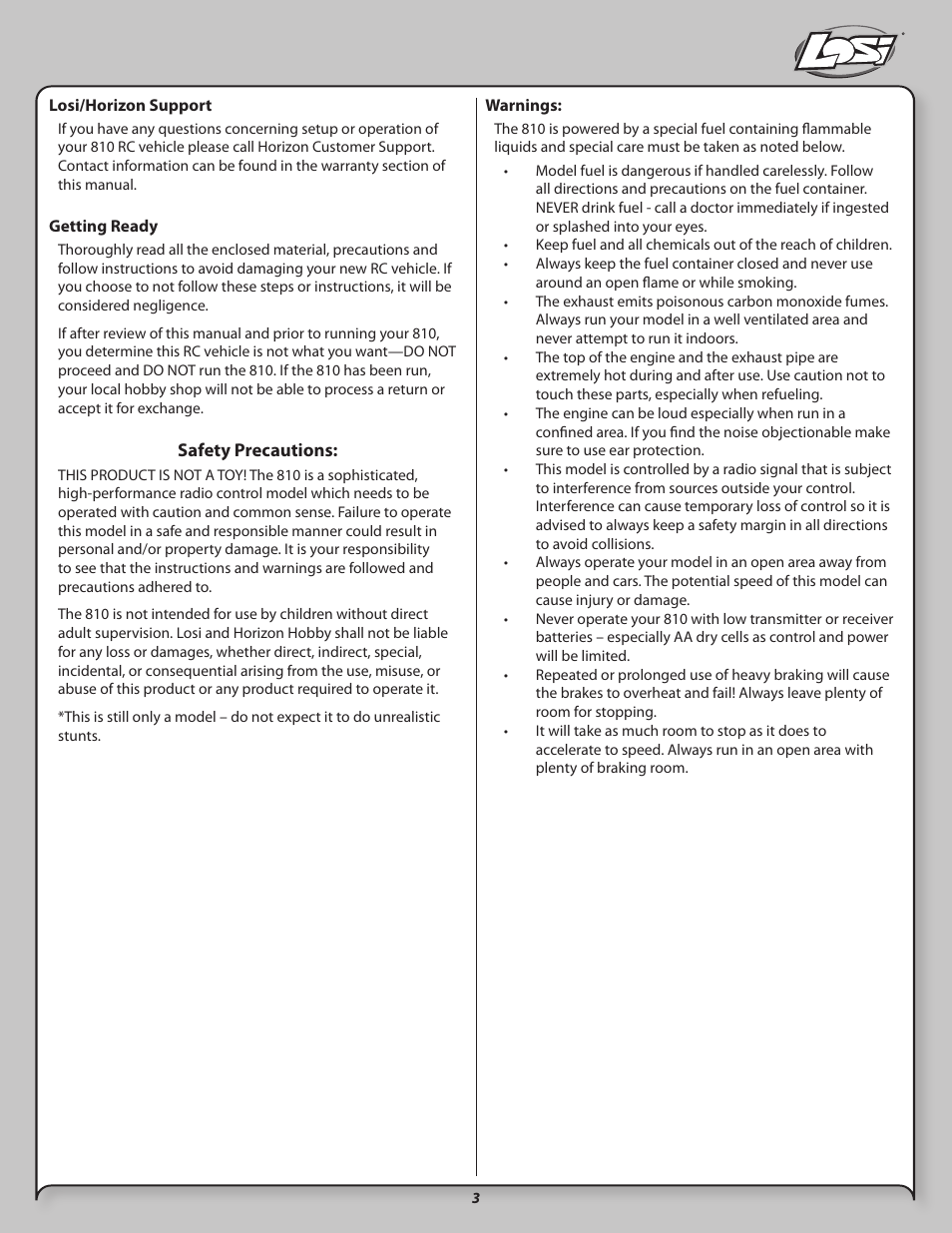 Losi LOSB0021 User Manual | Page 3 / 20
