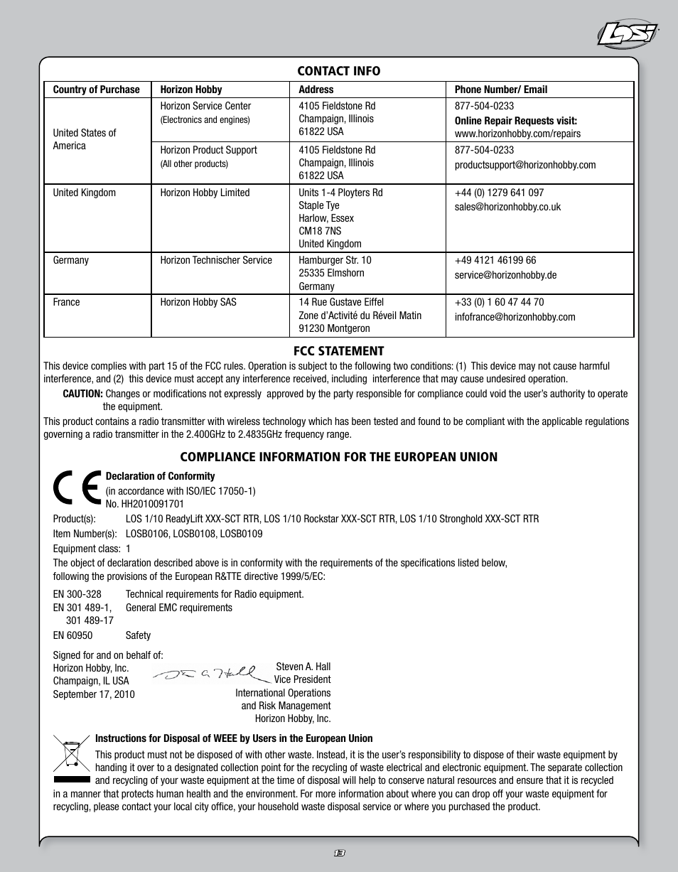 Losi LOSB0109 User Manual | Page 13 / 56