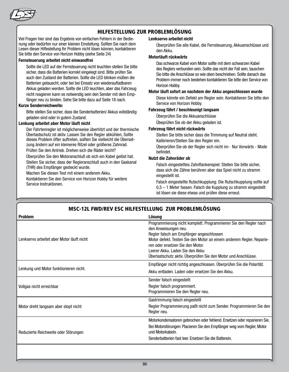 Losi LOSB0109 User Manual | Page 20 / 56