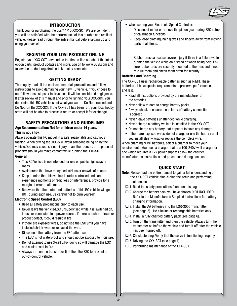 Losi LOSB0109 User Manual | Page 3 / 56