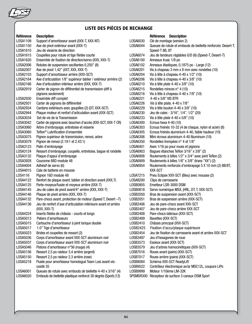 Losi LOSB0109 User Manual | Page 34 / 56
