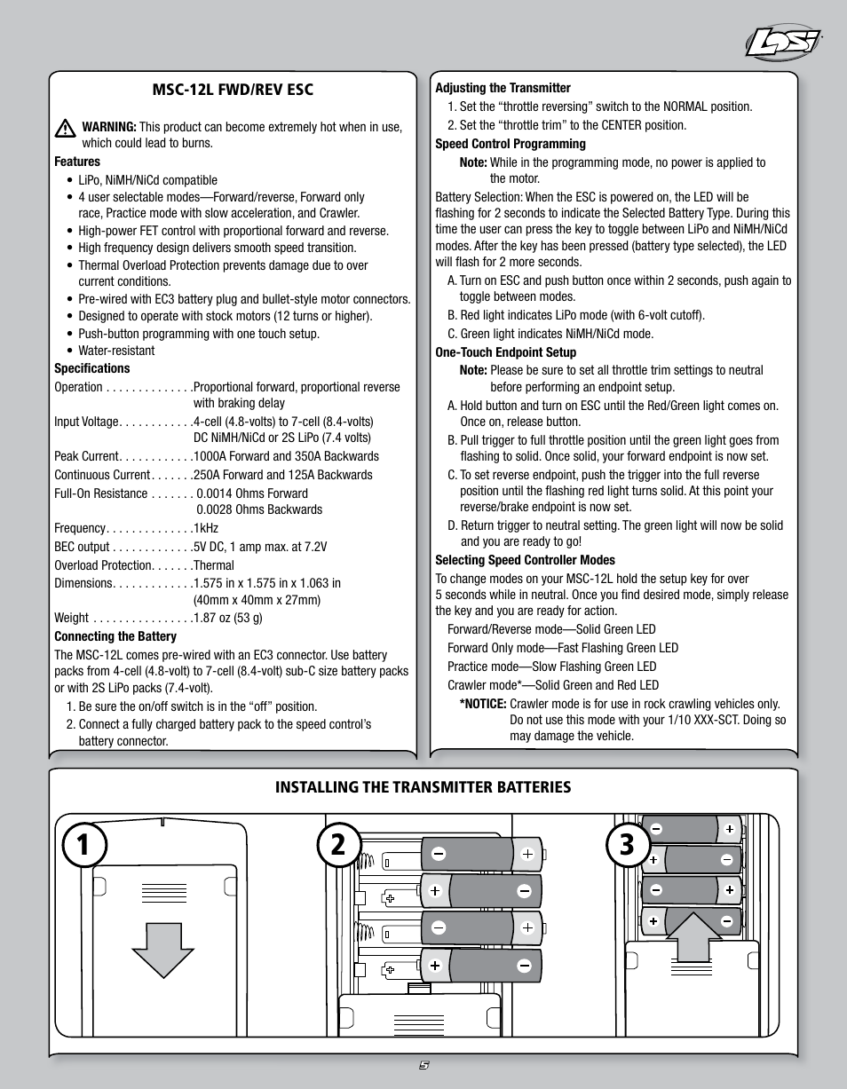 Losi LOSB0109 User Manual | Page 5 / 56