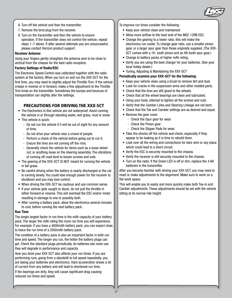Losi LOSB0109 User Manual | Page 7 / 56
