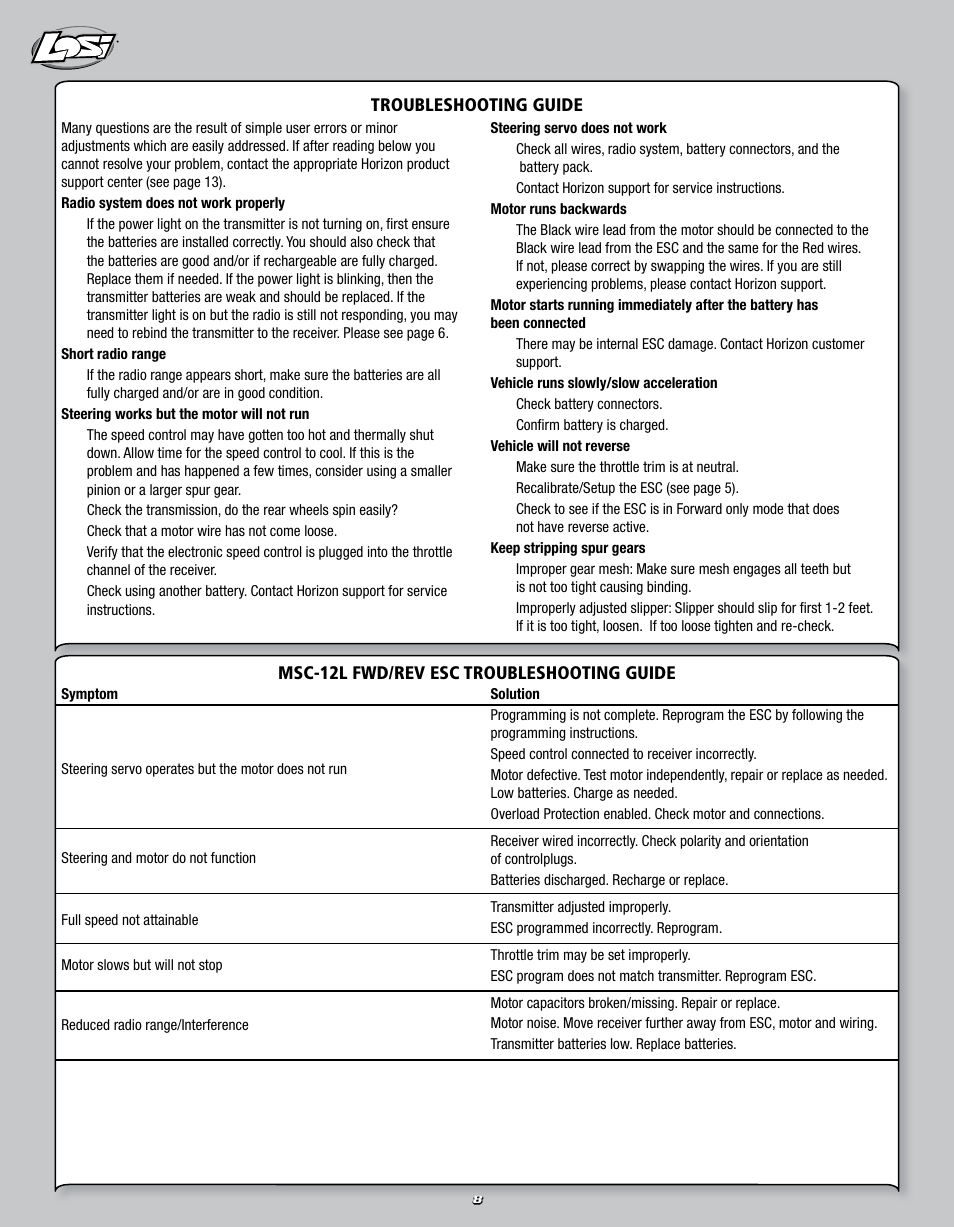Losi LOSB0109 User Manual | Page 8 / 56