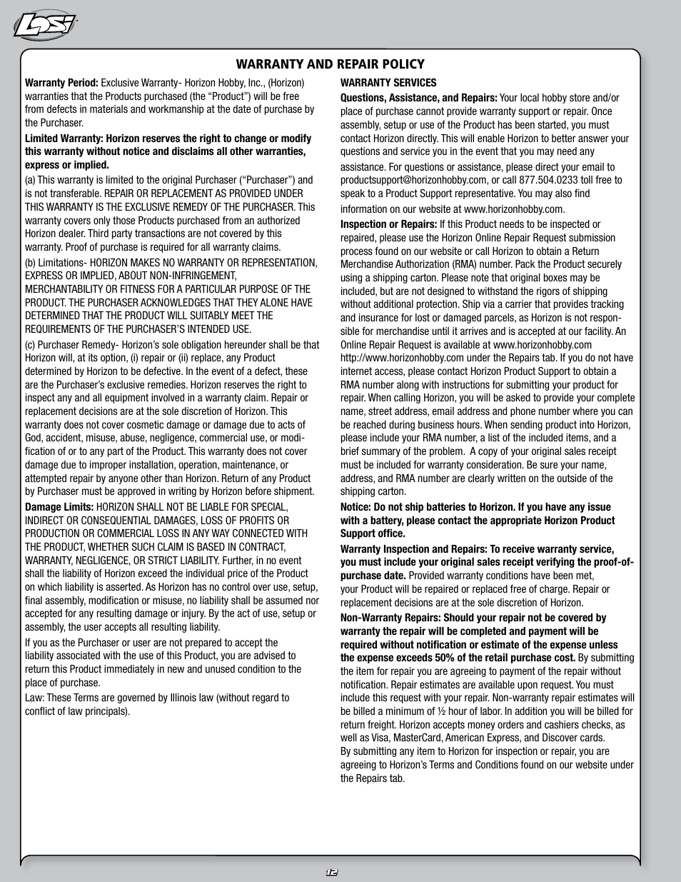 Losi LOSB0109JS User Manual | Page 12 / 20