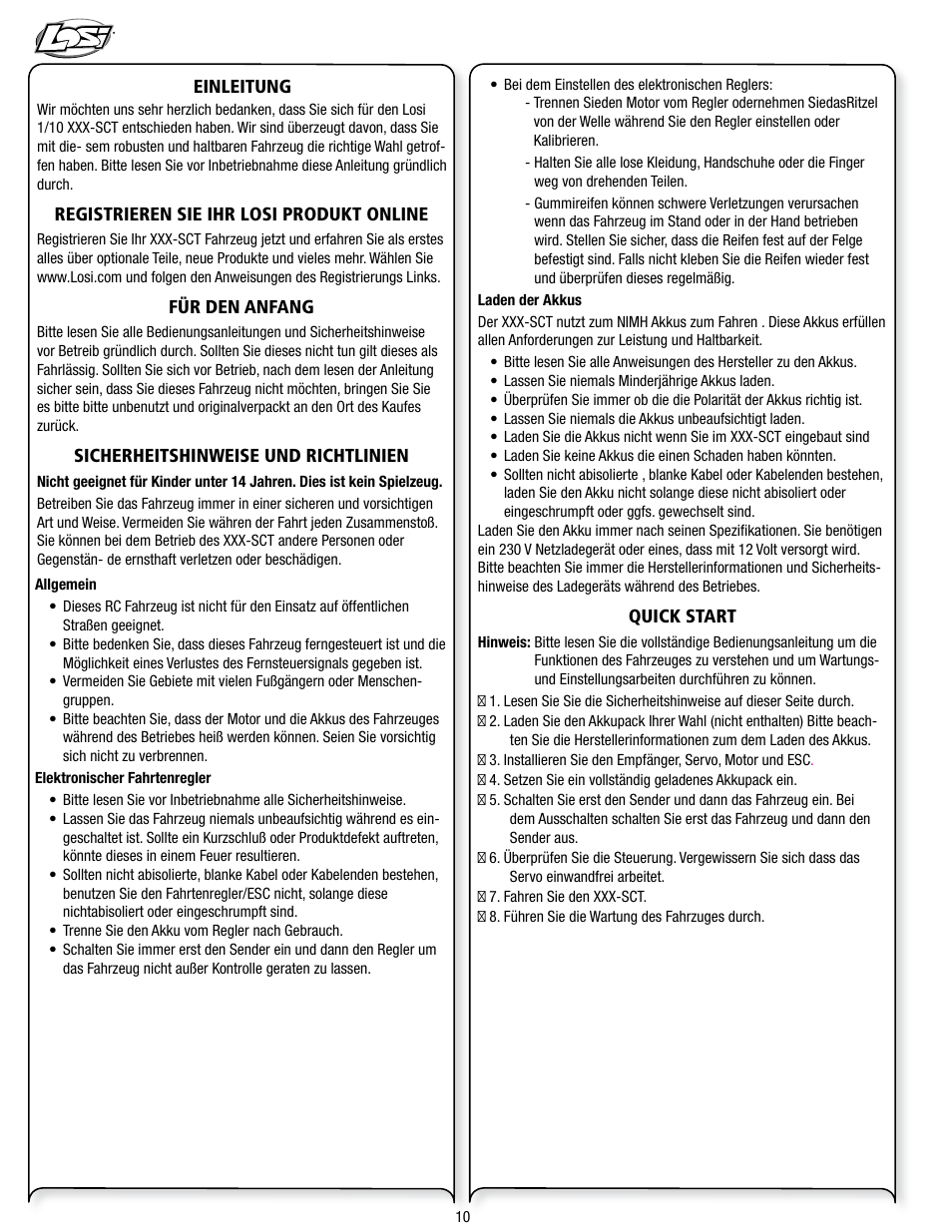 Losi LOSB0113 User Manual | Page 10 / 44
