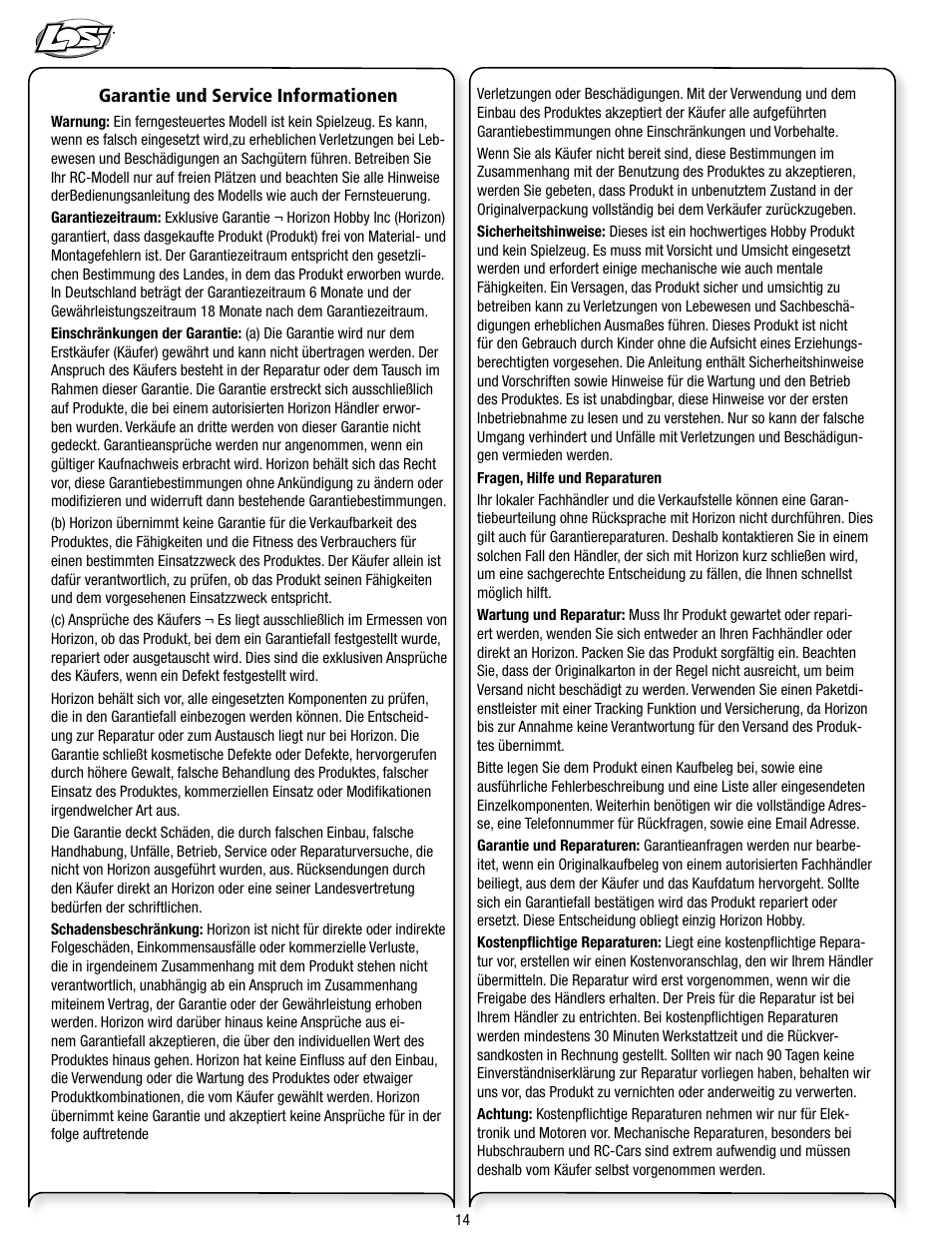 Losi LOSB0113 User Manual | Page 14 / 44