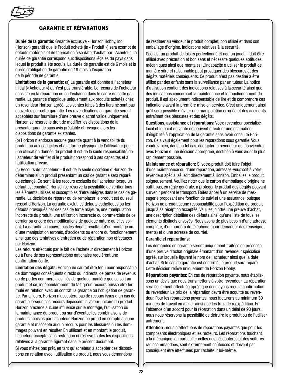 Losi LOSB0113 User Manual | Page 22 / 44