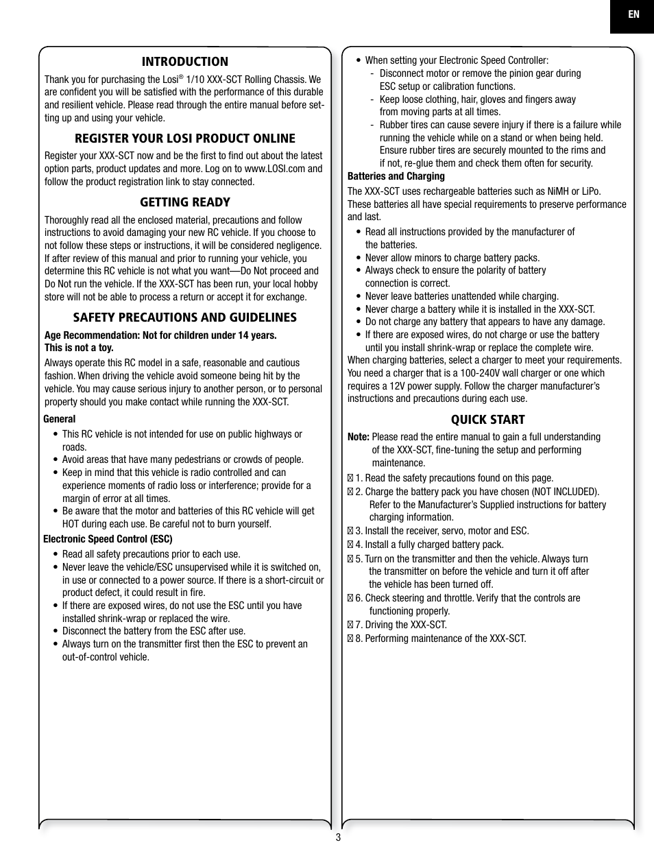 Losi LOSB0113 User Manual | Page 3 / 44