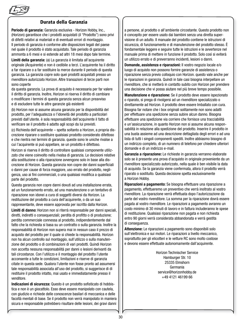 Losi LOSB0113 User Manual | Page 30 / 44