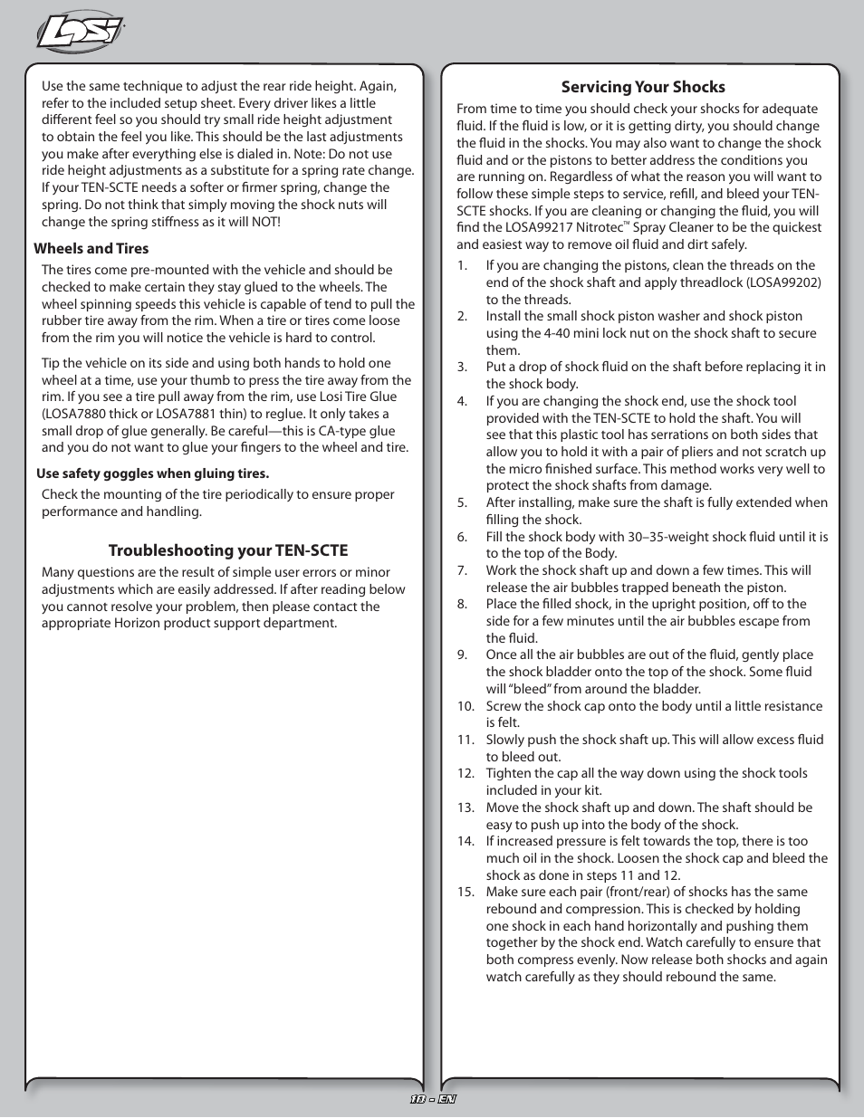 Losi LOSB0127 User Manual | Page 10 / 21