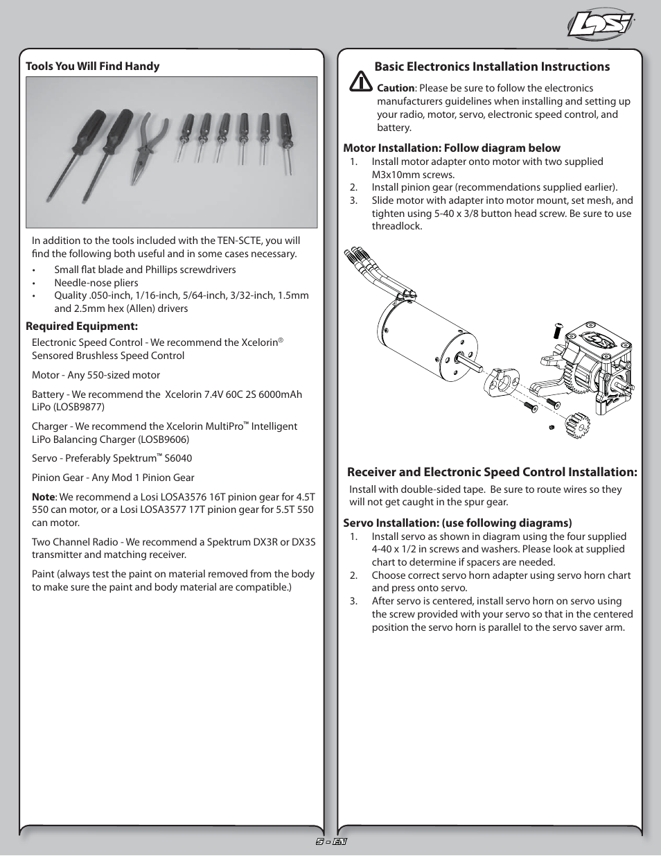 Losi LOSB0127 User Manual | Page 5 / 21