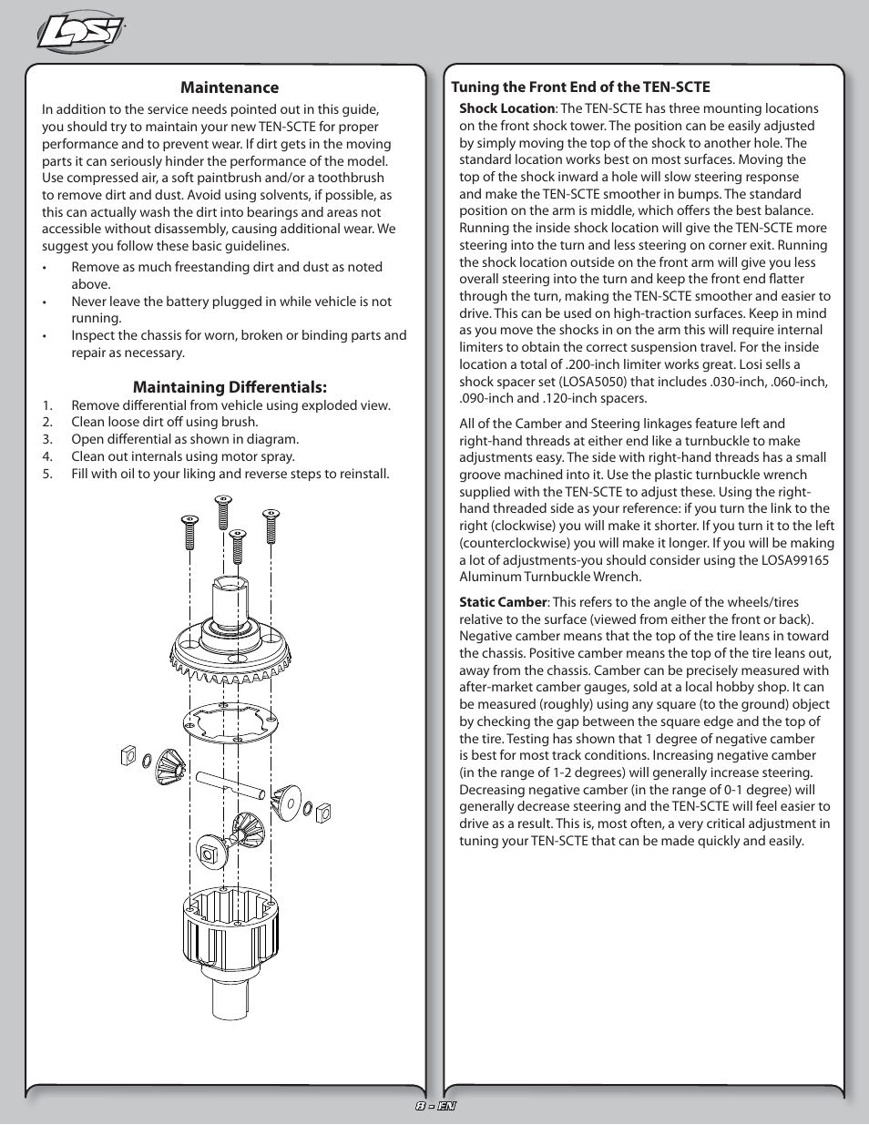 Losi LOSB0127 User Manual | Page 8 / 21