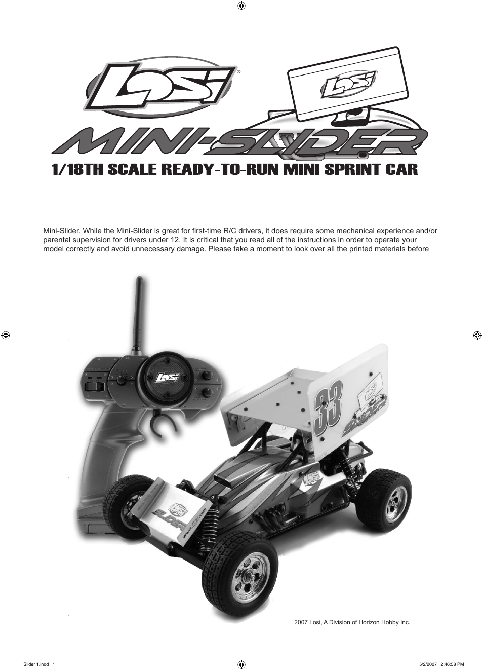 Losi LOSB0205 Manual User Manual | 5 pages