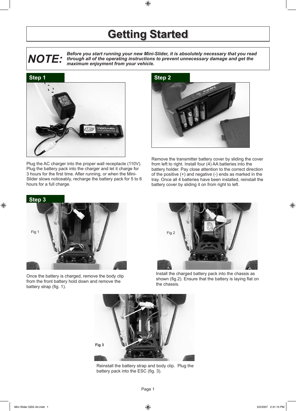 Losi LOSB0205 Quick Start User Manual | 3 pages