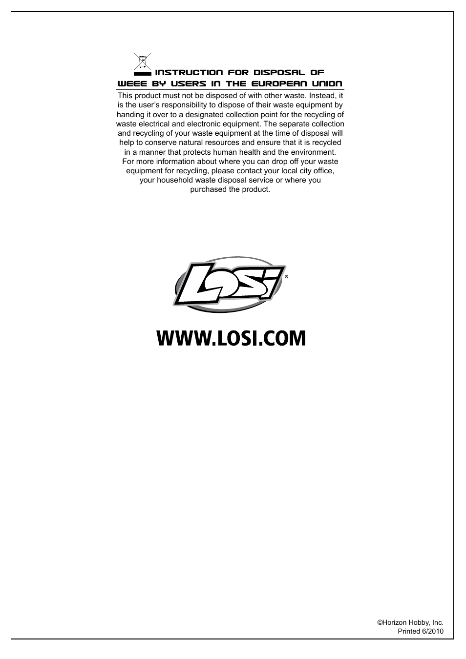 Losi LOSB0206BD Manual User Manual | Page 16 / 16