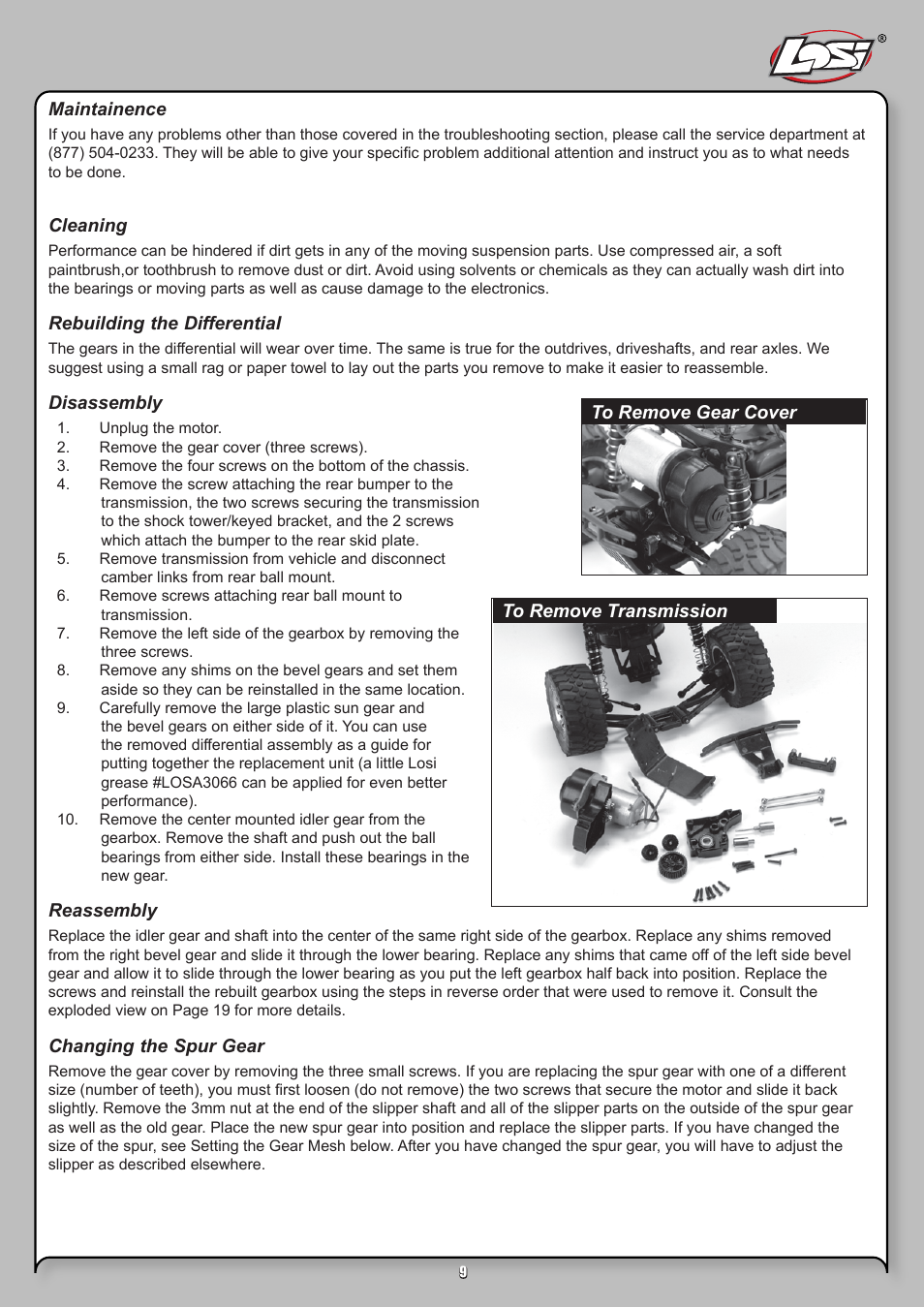 Losi LOSB0207 User Manual | Page 9 / 20