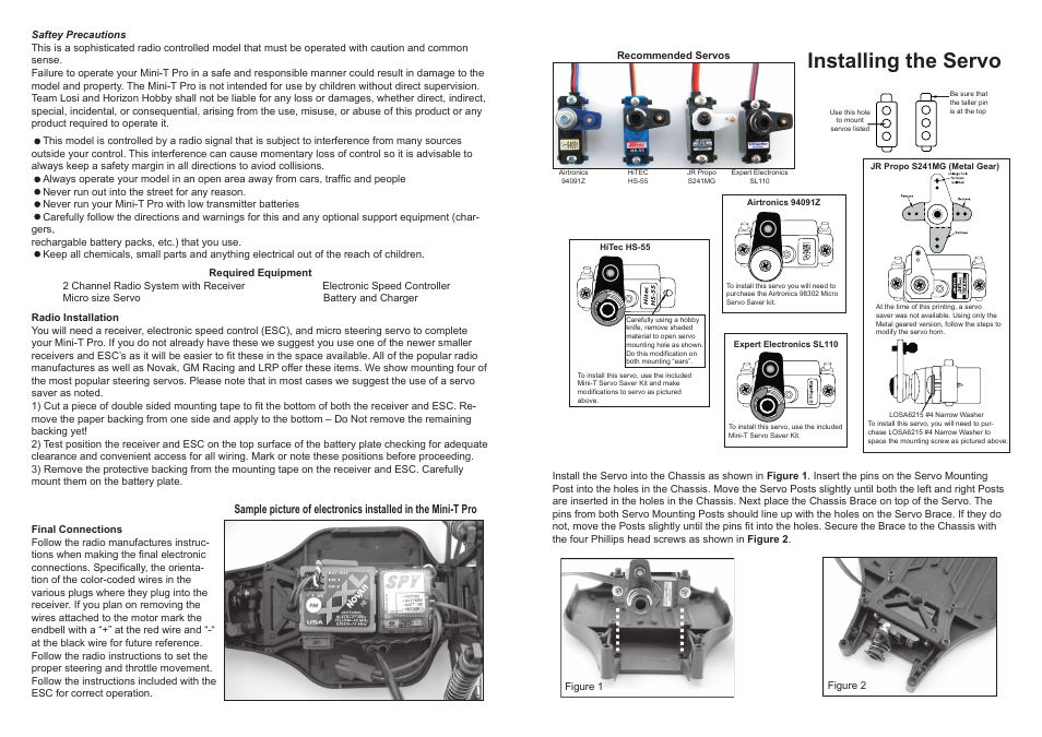 Installing the servo | Losi LOSB0210 User Manual | Page 2 / 5