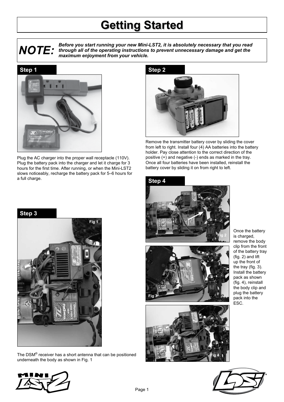 Losi LOSB0217 Getting Started User Manual | 4 pages