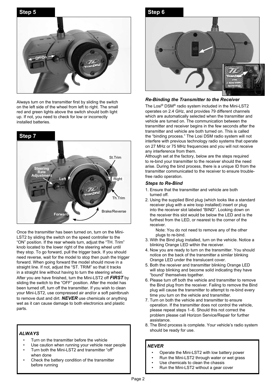 Step 5 step 6 step 7 | Losi LOSB0217 Getting Started User Manual | Page 2 / 4