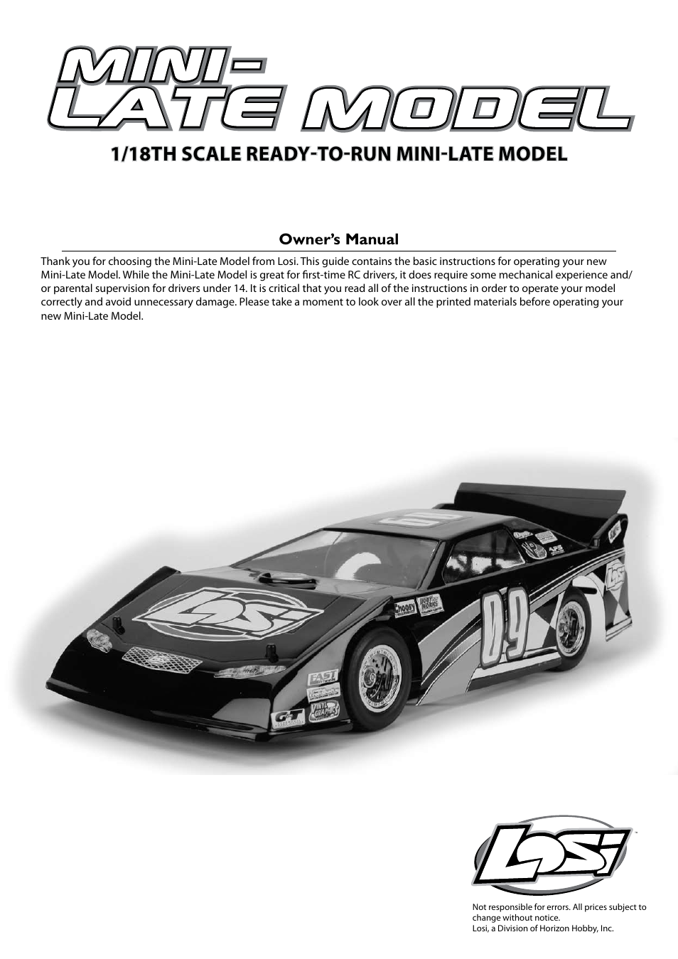 Losi LOSB0221 Manual User Manual | 12 pages