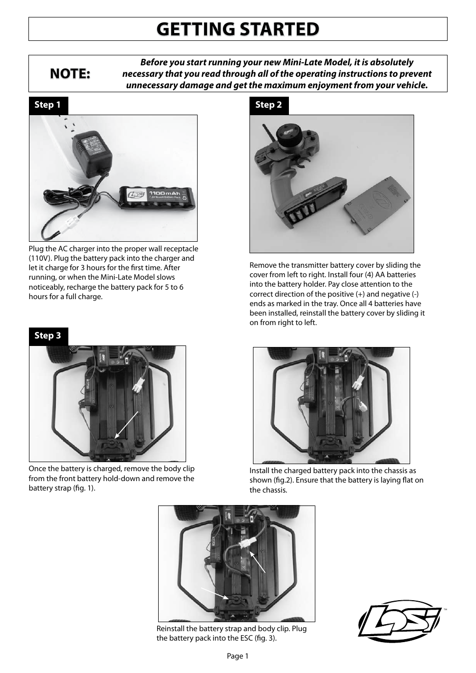 Losi LOSB0221 Getting Started User Manual | 2 pages