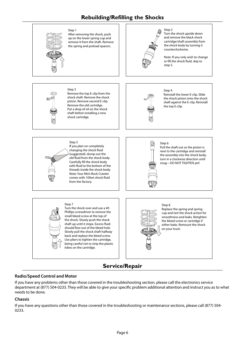 Rebuilding/refilling the shocks service/repair | Losi LOSB0222BD Manual User Manual | Page 6 / 16