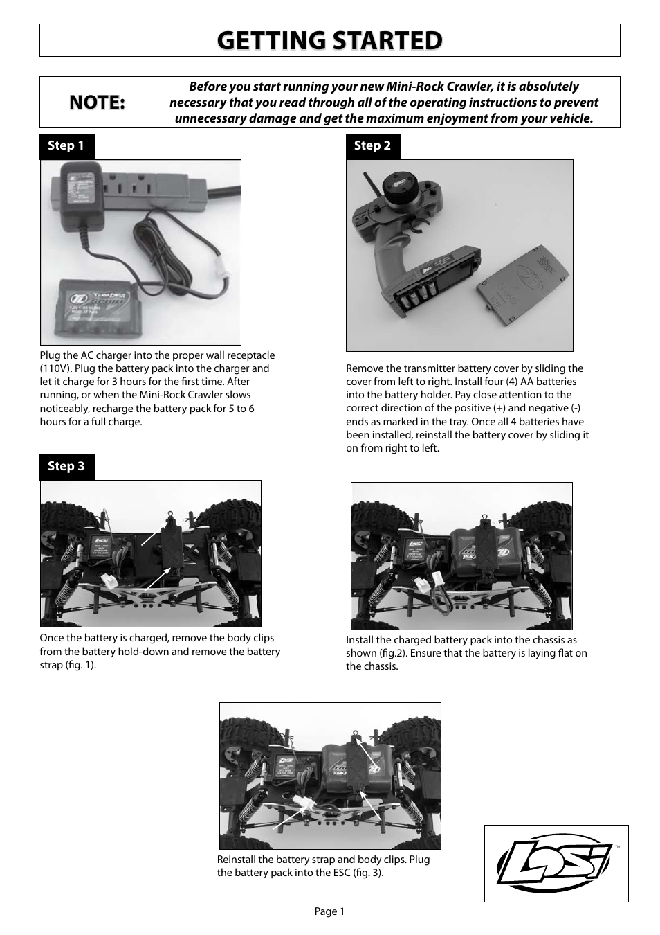 Losi LOSB0222BD Getting Started User Manual | 2 pages