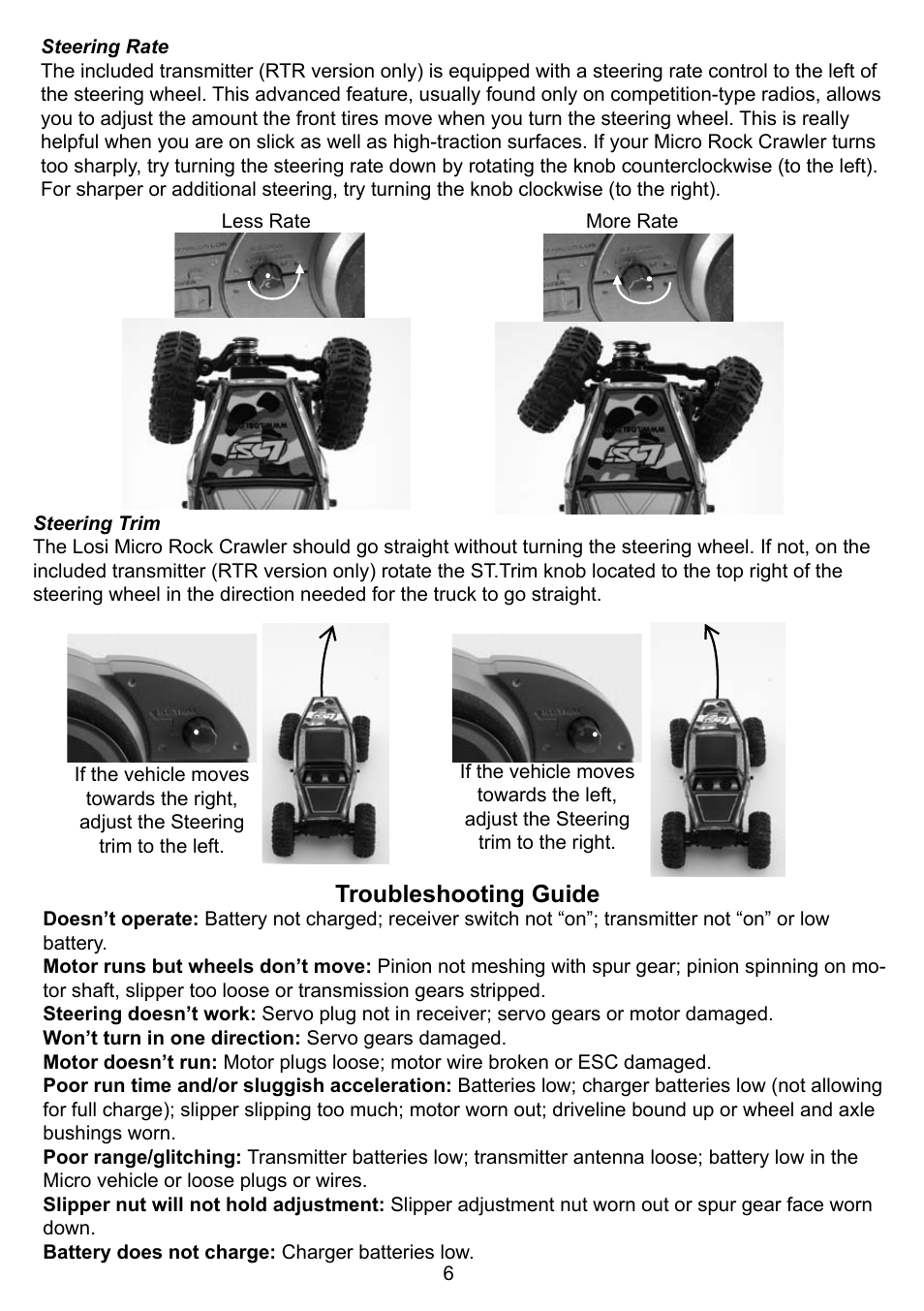 Troubleshooting guide | Losi LOSB0236BD User Manual | Page 6 / 12