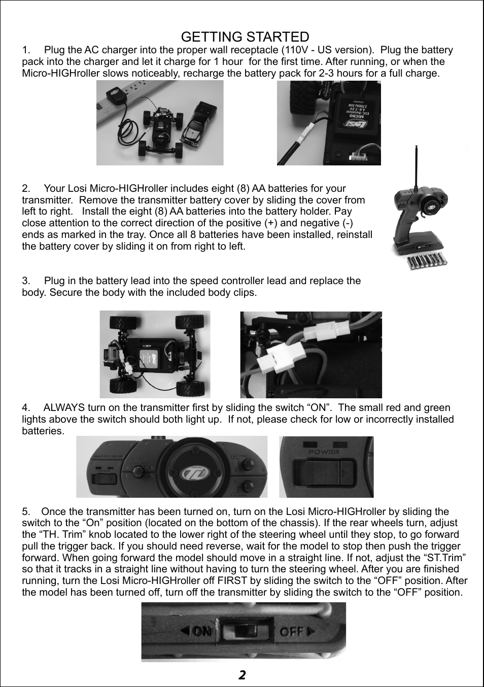 Operations guide, Troubleshooting guide, Service/repair | 65 4 3 getting started, 21/36-scale electric ready-to-run lifted truck, Declaration of conformity | Losi LOSB0237 User Manual | Page 2 / 12