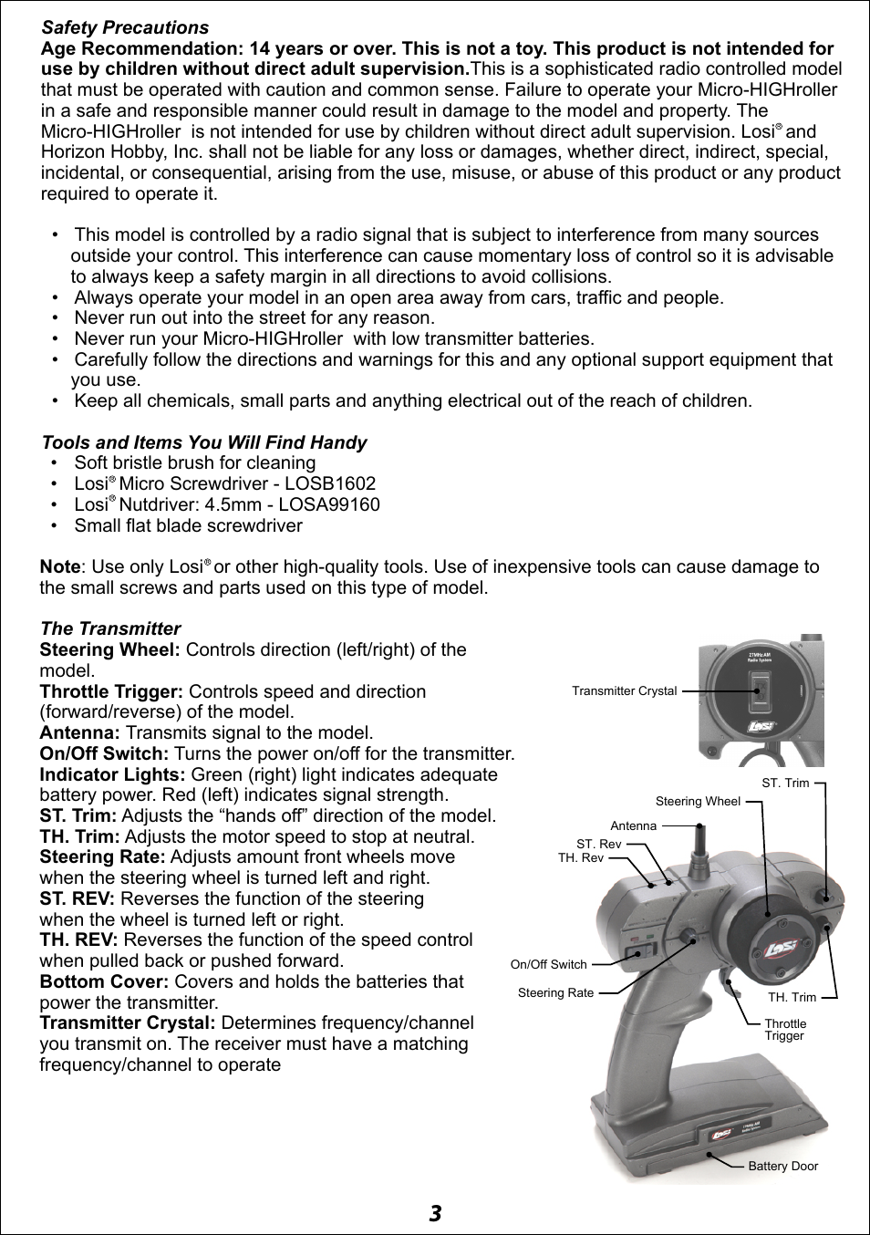 Operations guide, Troubleshooting guide, Service/repair | 65 4 3 getting started, 21/36-scale electric ready-to-run lifted truck, Declaration of conformity | Losi LOSB0237 User Manual | Page 3 / 12