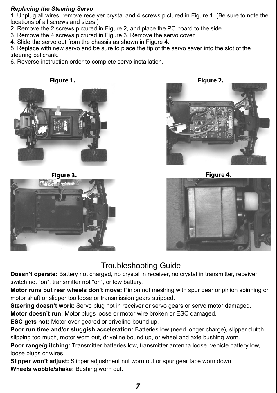 Operations guide, Troubleshooting guide, Service/repair | 65 4 3 getting started, 21/36-scale electric ready-to-run lifted truck, Declaration of conformity | Losi LOSB0237 User Manual | Page 7 / 12