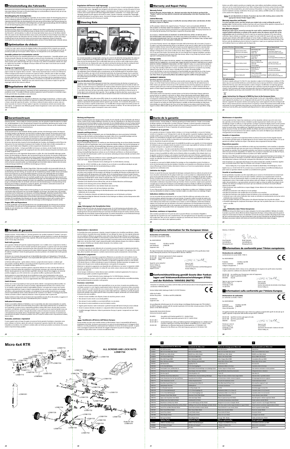 Micro 4x4 rtr | Losi LOSB0238T2 User Manual | Page 2 / 2