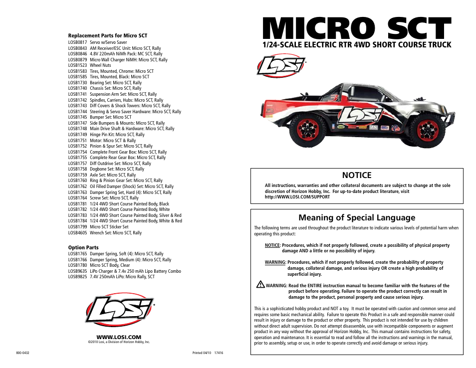 Losi LOSB0240 User Manual | 8 pages